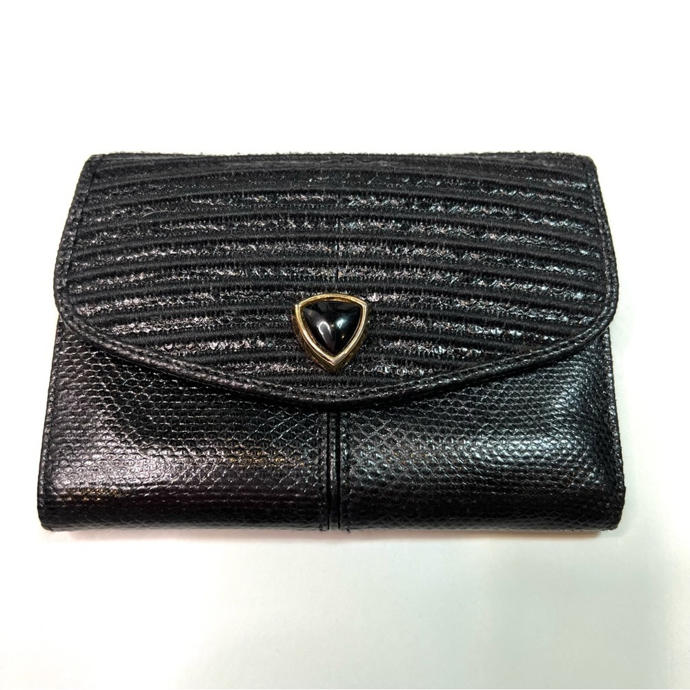 Vintage Judith Leiber Tri-fold Black Leather Wallet Credit Card Holder - Picture 14 of 14